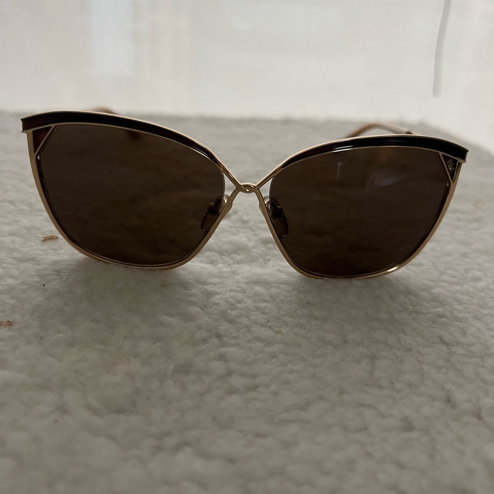 Rebecca Minkoff Varick Butterfly Sunglasses,Gold & Brown Frame/Brown Lens New